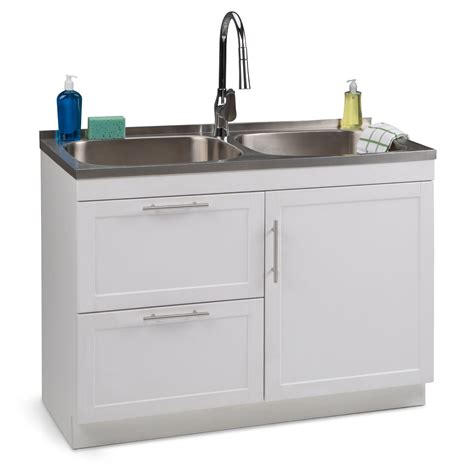 stainless steel laundry sink and cabinet|utility room sink with cabinet.